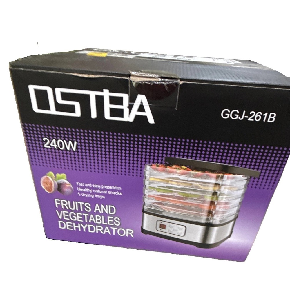 OSTBA GGJ-261B Food Dehydrator 240W 5-Tray 30Hr Timer Temp Control